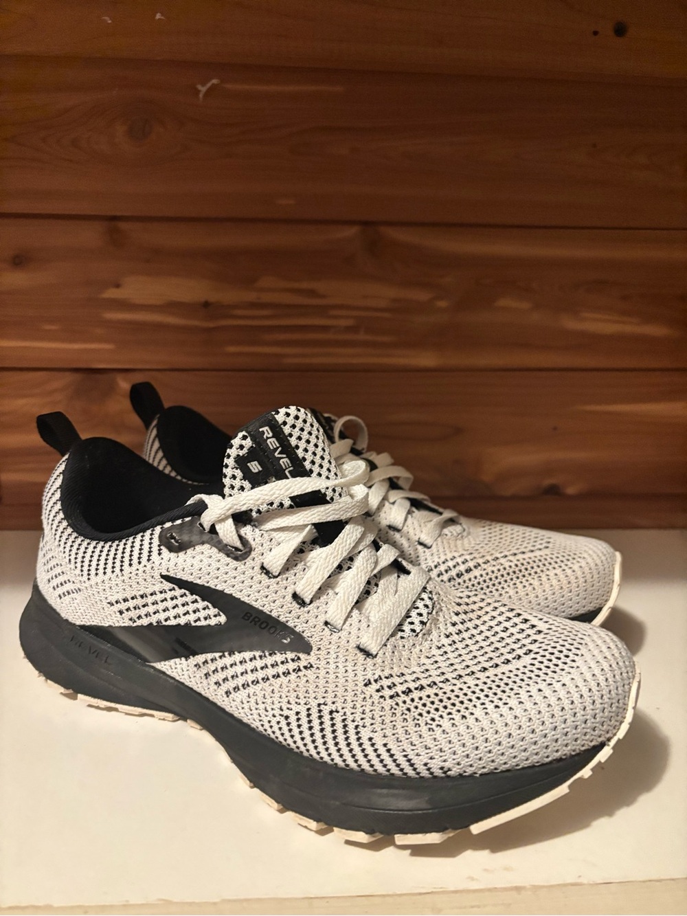 Brooks Revel Knit Running Shoes in White and Black